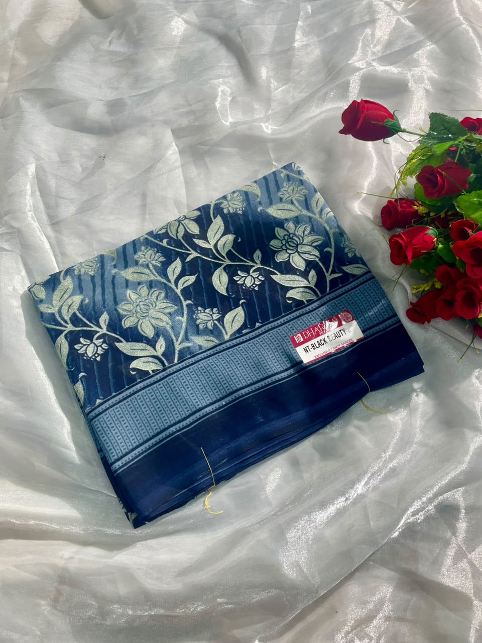 NT-BLACK BEAUTY-2 HEAVY RANIYAL FABRIC SAREE WITH BEAUTIFUL DESIGN WITH FLORAL PRINT WITH HEAVY BLOUSE