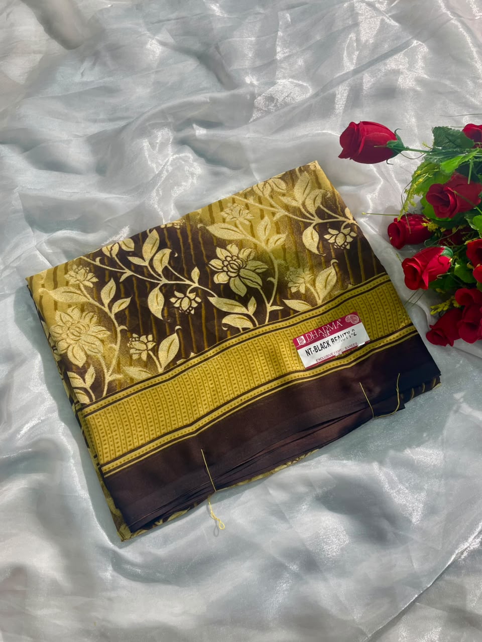 NT-BLACK BEAUTY-2 HEAVY RANIYAL FABRIC SAREE WITH BEAUTIFUL DESIGN WITH FLORAL PRINT WITH HEAVY BLOUSE