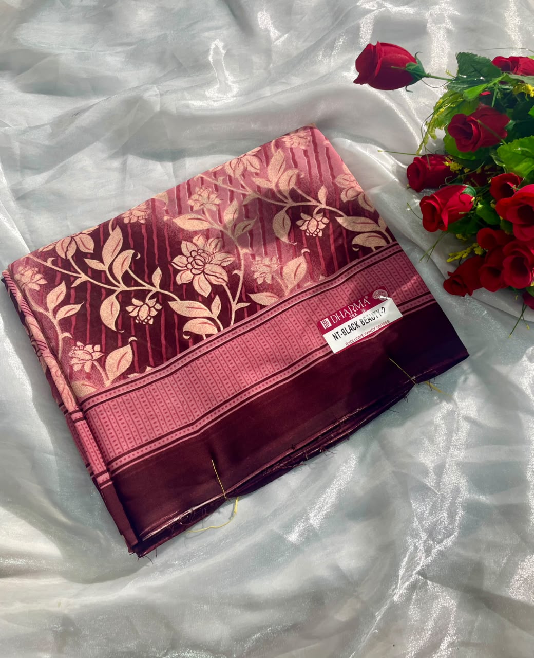 NT-BLACK BEAUTY-2 HEAVY RANIYAL FABRIC SAREE WITH BEAUTIFUL DESIGN WITH FLORAL PRINT WITH HEAVY BLOUSE