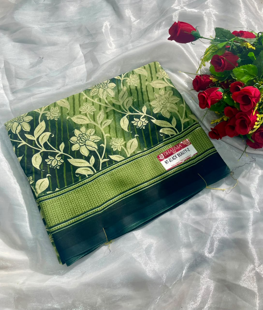NT-BLACK BEAUTY-2 HEAVY RANIYAL FABRIC SAREE WITH BEAUTIFUL DESIGN WITH FLORAL PRINT WITH HEAVY BLOUSE