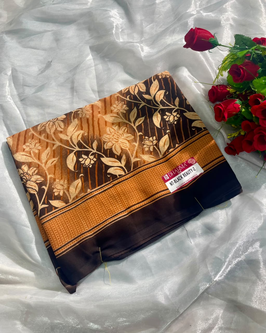 NT-BLACK BEAUTY-2 HEAVY RANIYAL FABRIC SAREE WITH BEAUTIFUL DESIGN WITH FLORAL PRINT WITH HEAVY BLOUSE