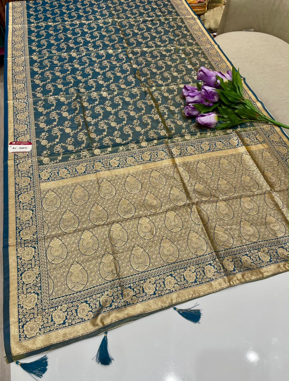 AJ-DIPTI SOFT SILK FABRIC SAREE WITH RIC PALLU DESIGN WITH HEAVY JHAL DESIGN ON BODY WITH ZARI WORK WITH PIPING AND TASSELS WITH BLOUSE
