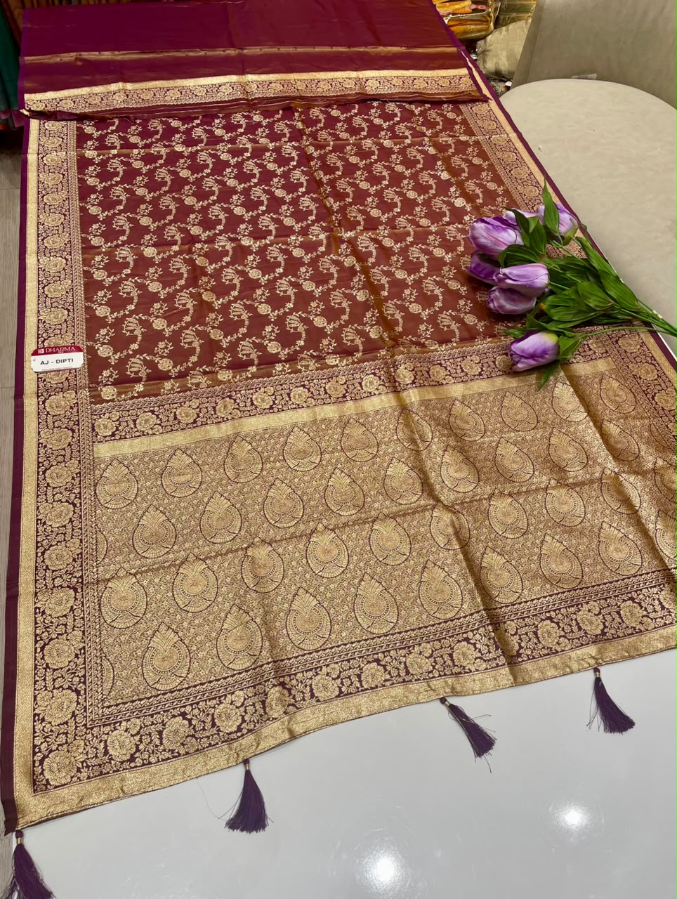 AJ-DIPTI SOFT SILK FABRIC SAREE WITH RIC PALLU DESIGN WITH HEAVY JHAL DESIGN ON BODY WITH ZARI WORK WITH PIPING AND TASSELS WITH BLOUSE