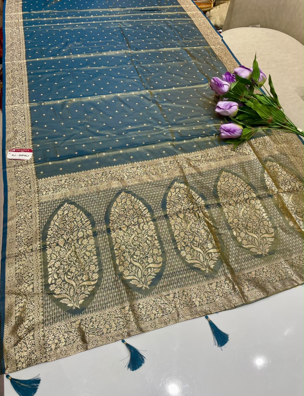 AJ-DIPALI SOFT SILK FABRIC SAREE WITH RICH PALLU DESIGN WITH HEAVY ZARI WORK WITH PIPING AND TASSELS WITH BLOUSE