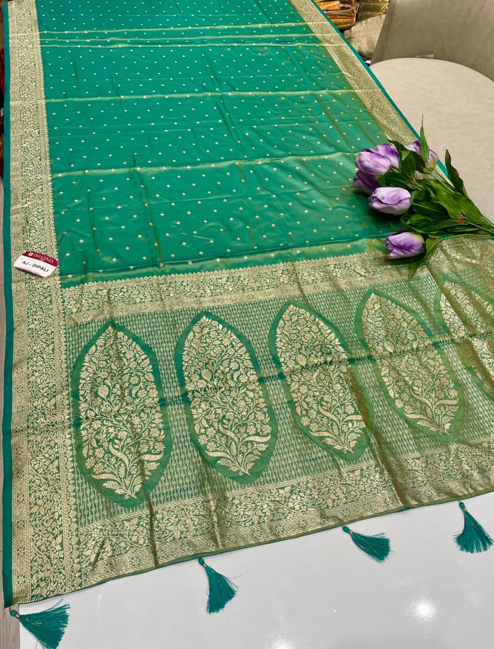 AJ-DIPALI SOFT SILK FABRIC SAREE WITH RICH PALLU DESIGN WITH HEAVY ZARI WORK WITH PIPING AND TASSELS WITH BLOUSE