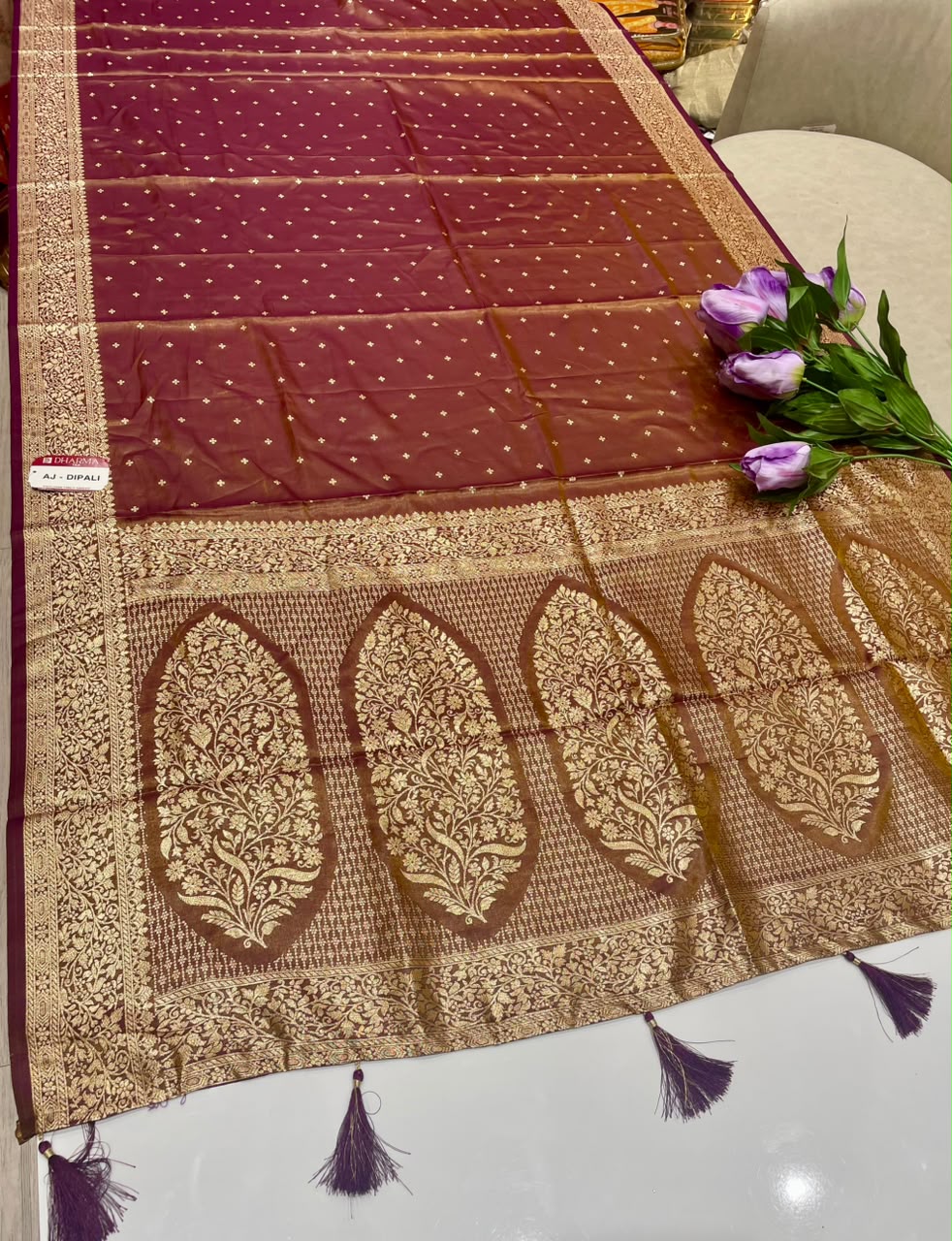 AJ-DIPALI SOFT SILK FABRIC SAREE WITH RICH PALLU DESIGN WITH HEAVY ZARI WORK WITH PIPING AND TASSELS WITH BLOUSE