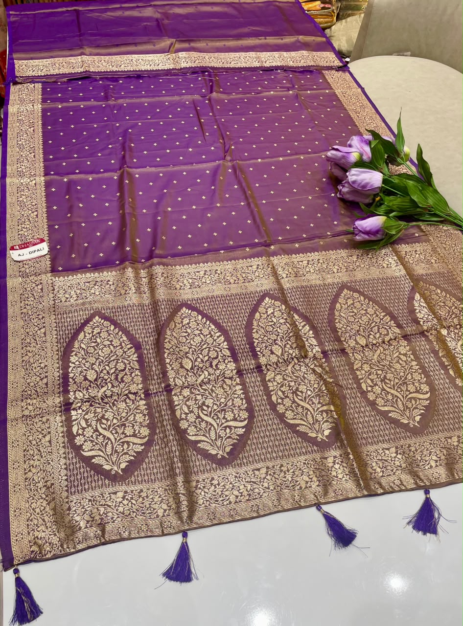 AJ-DIPALI SOFT SILK FABRIC SAREE WITH RICH PALLU DESIGN WITH HEAVY ZARI WORK WITH PIPING AND TASSELS WITH BLOUSE