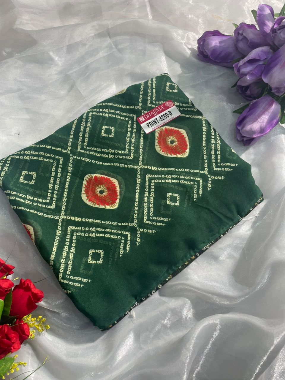 PRINT-3260-B DUL MOSS FABRIC SAREE WITH BEAUTIFUL DESIGN WITH BEAUTIFUL PRINT WITH BLOUSE
