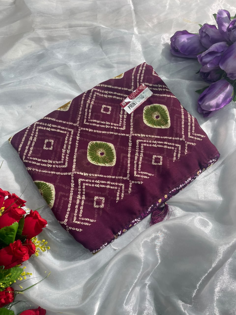 PRINT-3260-B DUL MOSS FABRIC SAREE WITH BEAUTIFUL DESIGN WITH BEAUTIFUL PRINT WITH BLOUSE
