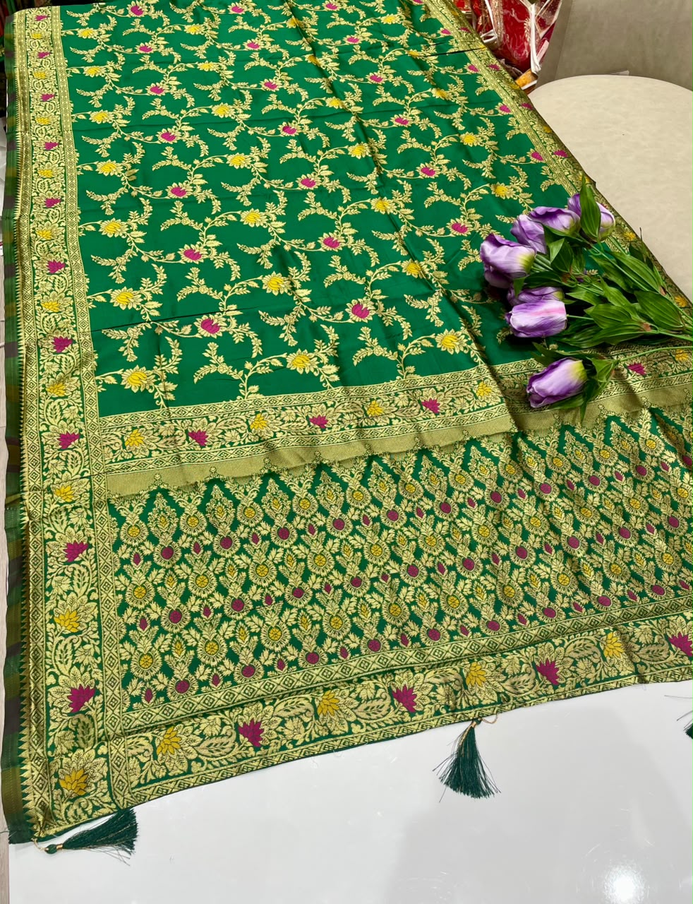 AJ-PRUTHAVI CHAMPION SILK FABRIC SAREE WITH RICH PALLU DESIGN WITH BEAUTIFUL DESIGN WITH MEENAKARI WORK WITH HEAVY JHAL DESIGN ON BODY WITH PIPING AND LATKAN WITH BLOUSE