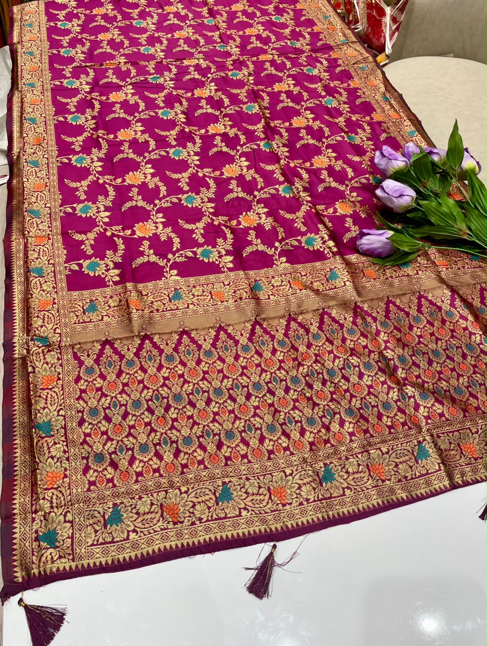 AJ-PRUTHAVI CHAMPION SILK FABRIC SAREE WITH RICH PALLU DESIGN WITH BEAUTIFUL DESIGN WITH MEENAKARI WORK WITH HEAVY JHAL DESIGN ON BODY WITH PIPING AND LATKAN WITH BLOUSE