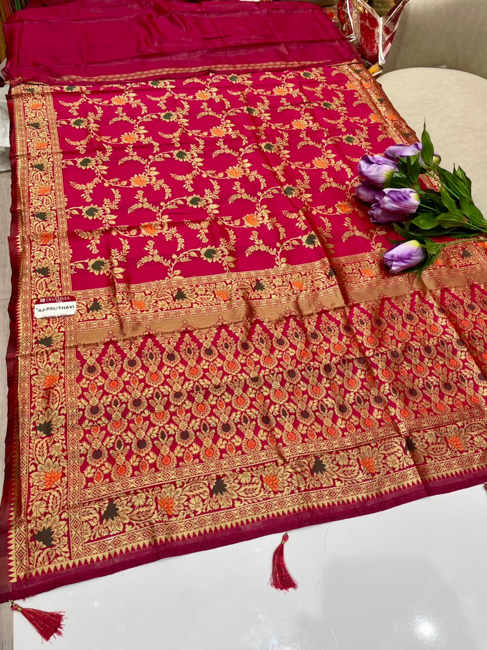 AJ-PRUTHAVI CHAMPION SILK FABRIC SAREE WITH RICH PALLU DESIGN WITH BEAUTIFUL DESIGN WITH MEENAKARI WORK WITH HEAVY JHAL DESIGN ON BODY WITH PIPING AND LATKAN WITH BLOUSE