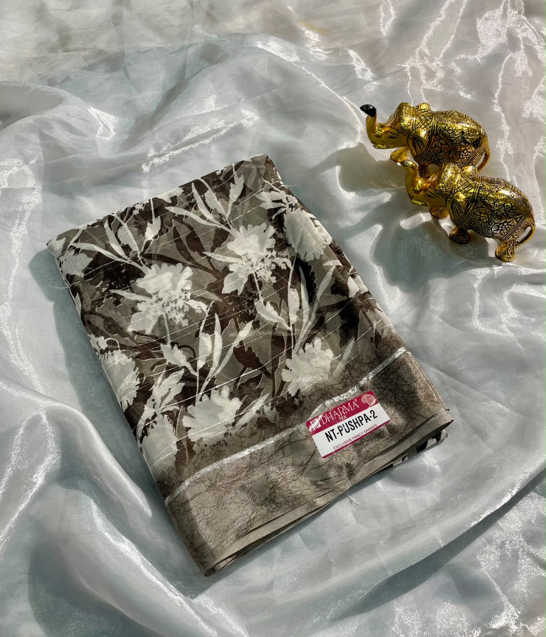 NT-PUSHPA-2 PUSHPA PATTA FABRIC SAREE WITH BEAUTIFUL FLORAL PRINT ALL OVER ON SAREE WITH BLOUSE