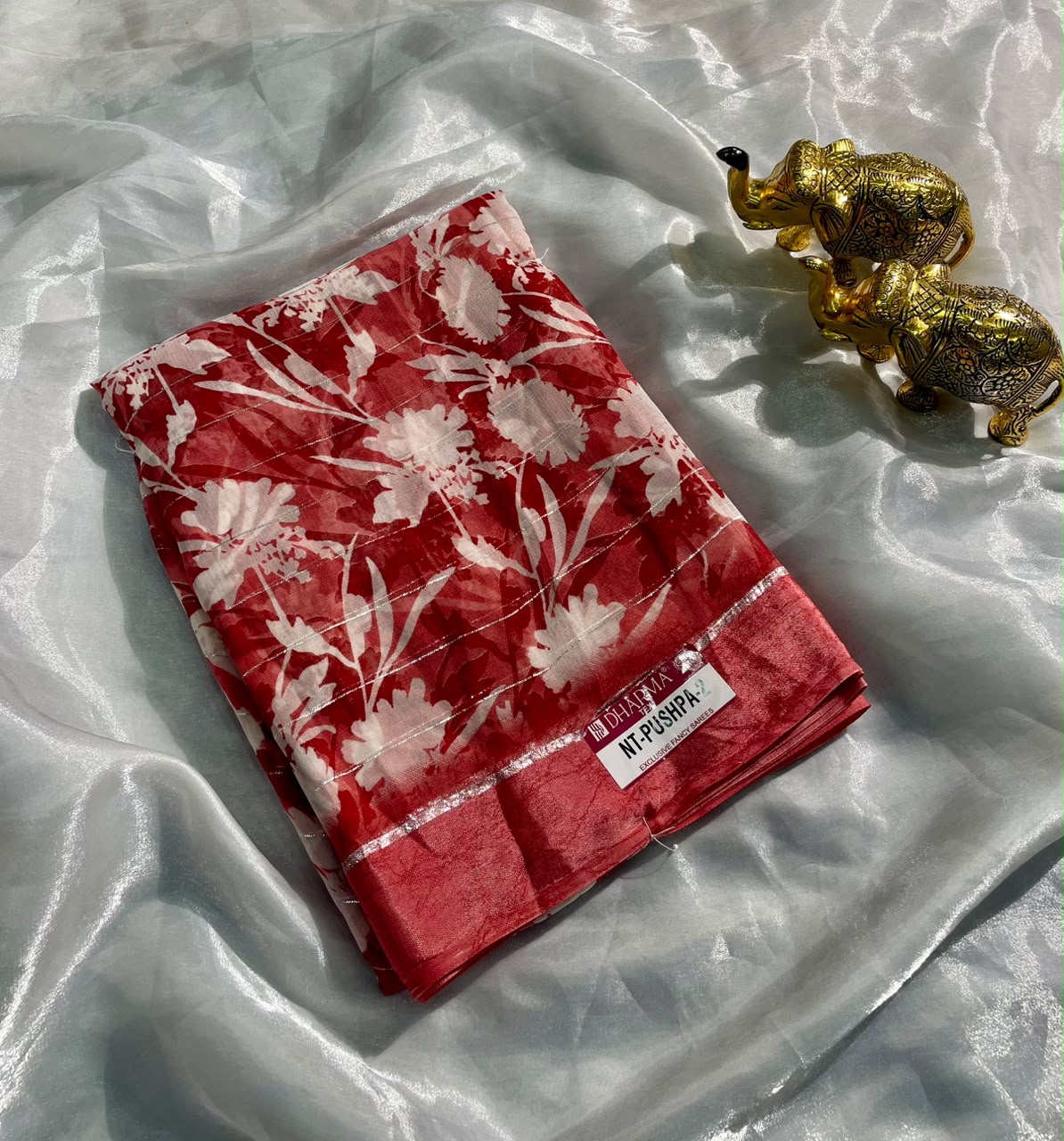 NT-PUSHPA-2 PUSHPA PATTA FABRIC SAREE WITH BEAUTIFUL FLORAL PRINT ALL OVER ON SAREE WITH BLOUSE