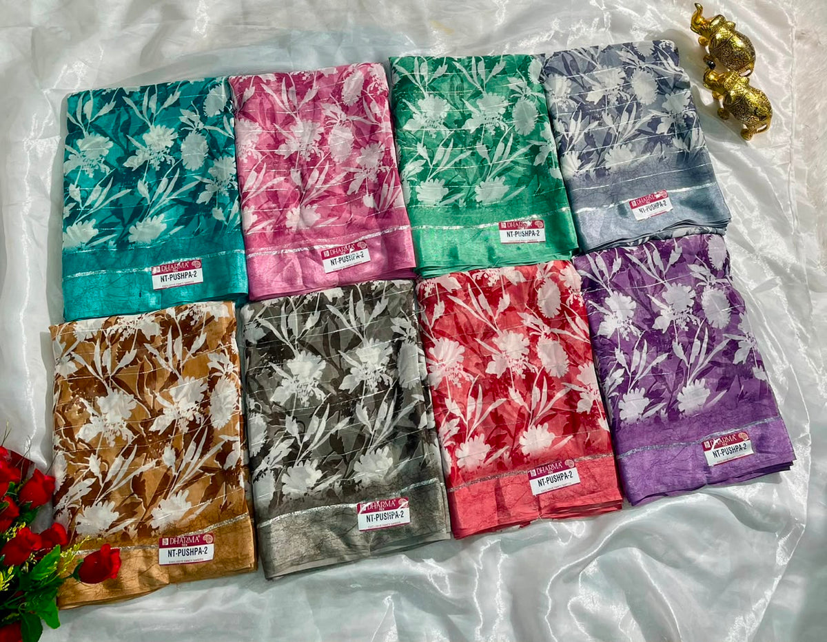 NT-PUSHPA-2 PUSHPA PATTA FABRIC SAREE WITH BEAUTIFUL FLORAL PRINT ALL OVER ON SAREE WITH BLOUSE