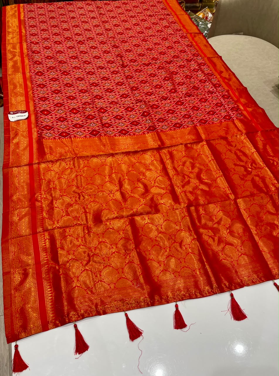 AJ-TWINKAL SOFT SILK FABRIC SAREE WITH RICH PALLU DESIGN WITH BEAUTIFUL PRINT WITH PIPING AND TASSESLS WITH BLOUSE