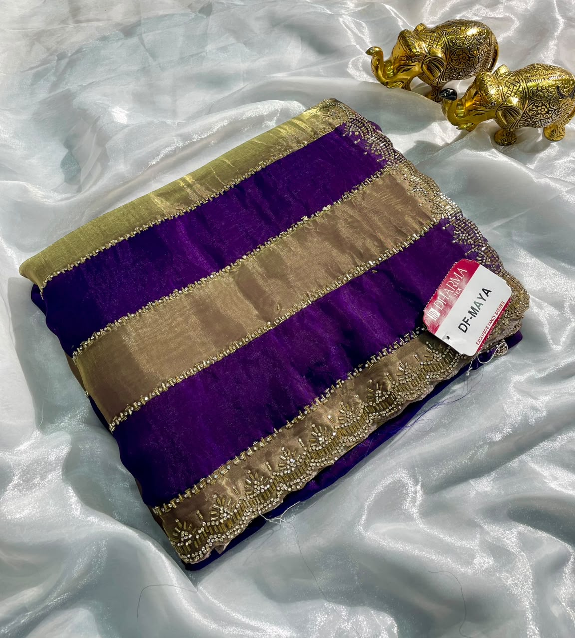 DF-MAYA SATIN PATTA FABRIC SAREE WITH BEAUTIFUL DESIGN WITH SATIN PATTA DESIGN ON WITH TRENDING SAREE HEAVY DIAMOND WORK WITH BEADS WORK WITH HEAVY JAKRAN BLOUSE