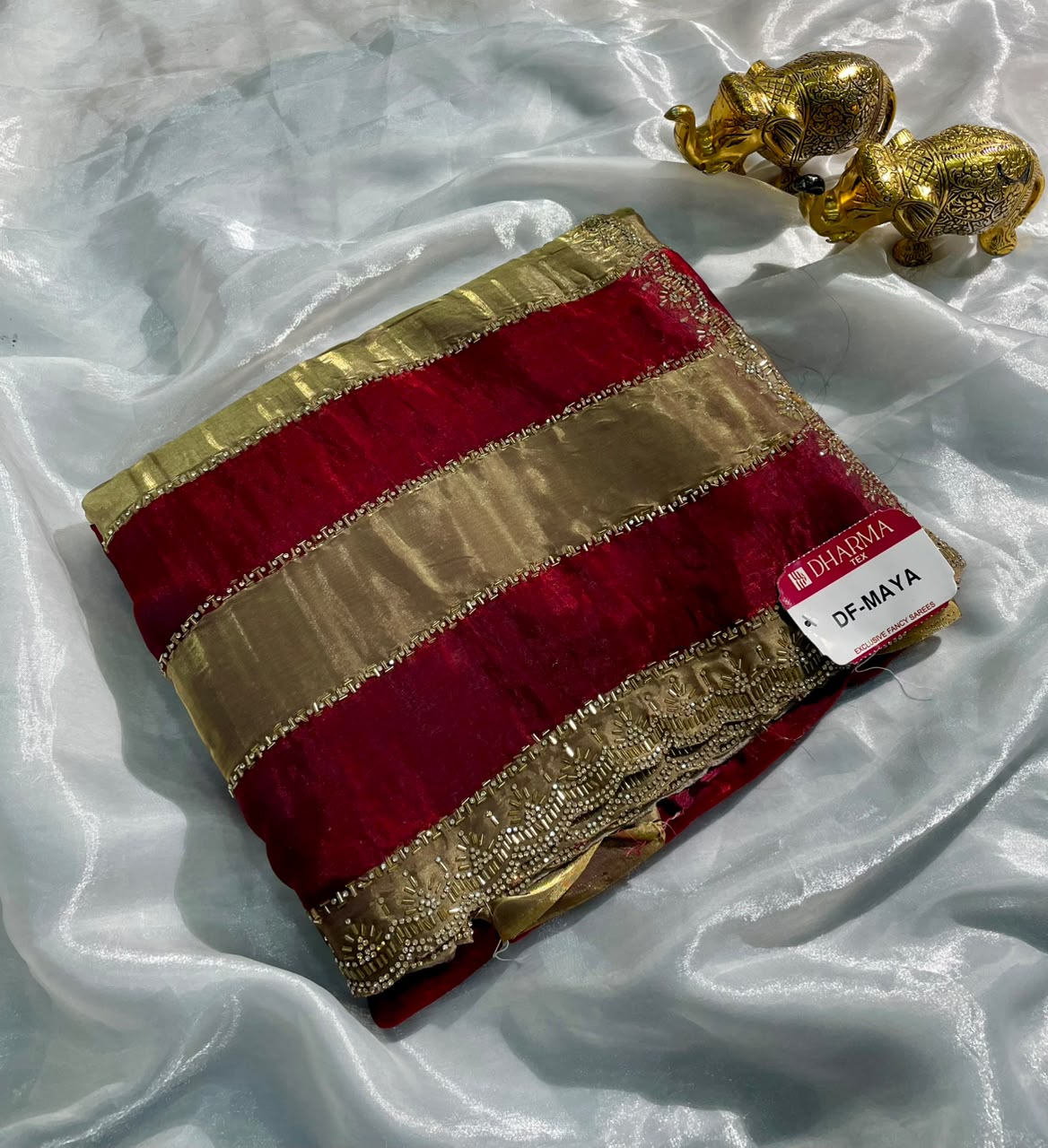 DF-MAYA SATIN PATTA FABRIC SAREE WITH BEAUTIFUL DESIGN WITH SATIN PATTA DESIGN ON WITH TRENDING SAREE HEAVY DIAMOND WORK WITH BEADS WORK WITH HEAVY JAKRAN BLOUSE