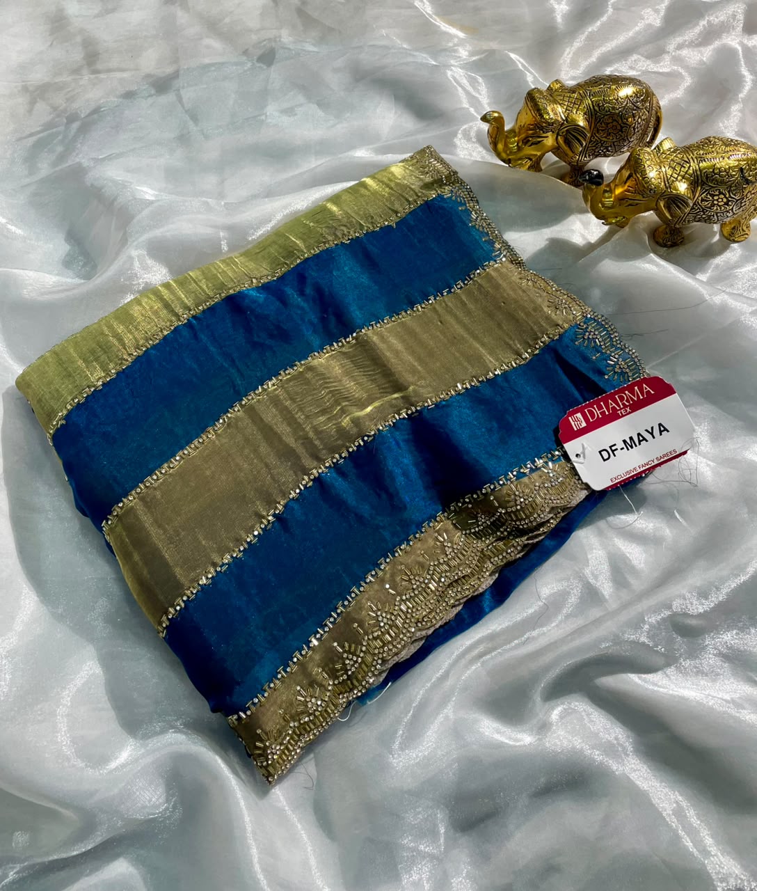 DF-MAYA SATIN PATTA FABRIC SAREE WITH BEAUTIFUL DESIGN WITH SATIN PATTA DESIGN ON WITH TRENDING SAREE HEAVY DIAMOND WORK WITH BEADS WORK WITH HEAVY JAKRAN BLOUSE
