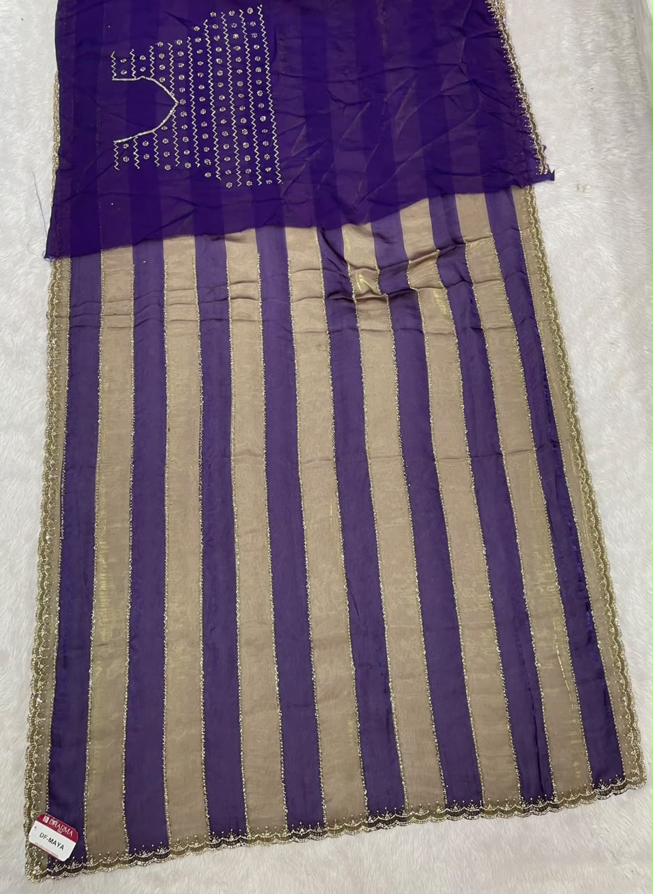 DF-MAYA SATIN PATTA FABRIC SAREE WITH BEAUTIFUL DESIGN WITH SATIN PATTA DESIGN ON WITH TRENDING SAREE HEAVY DIAMOND WORK WITH BEADS WORK WITH HEAVY JAKRAN BLOUSE