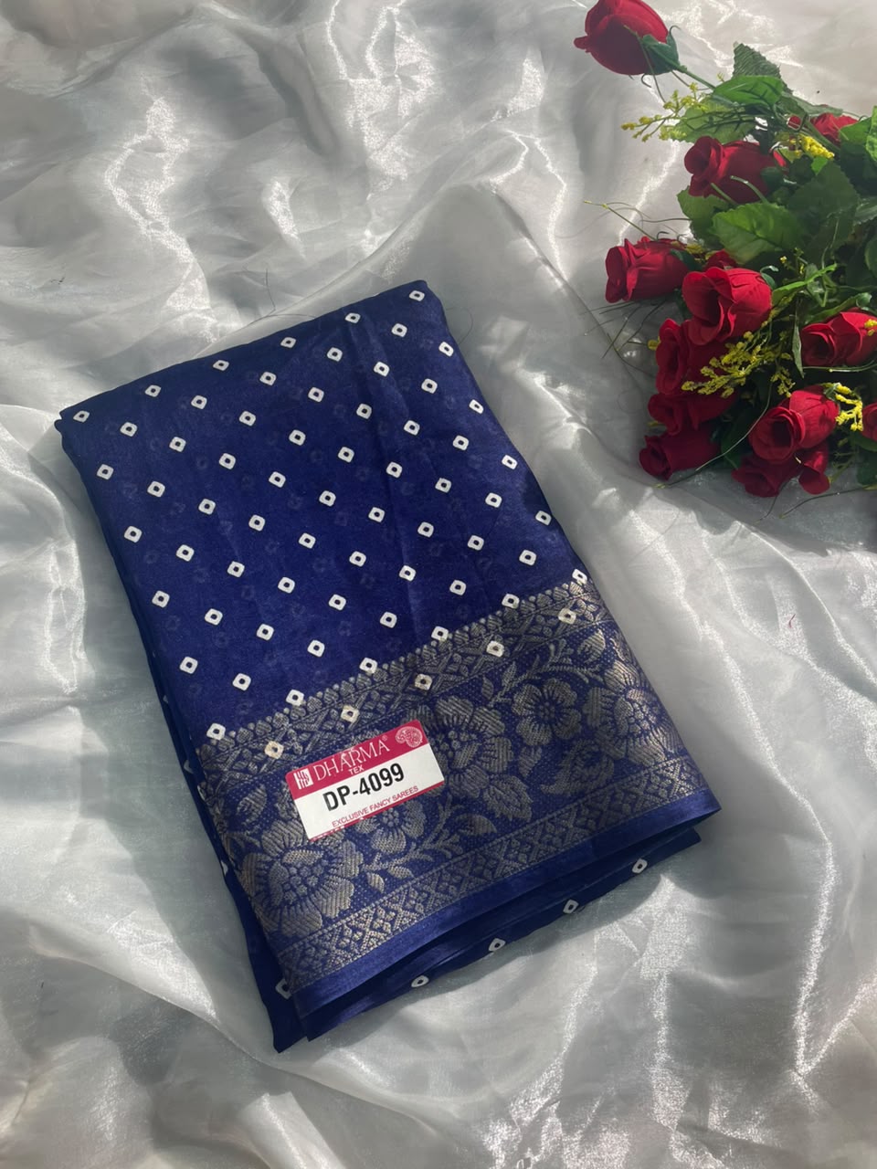 DP-4099 MARSHMALLOW FABRIC SAREE WITH BEAUTIFUL RICH PALLU WITH JACAURD BORDER WITH BLOUSE