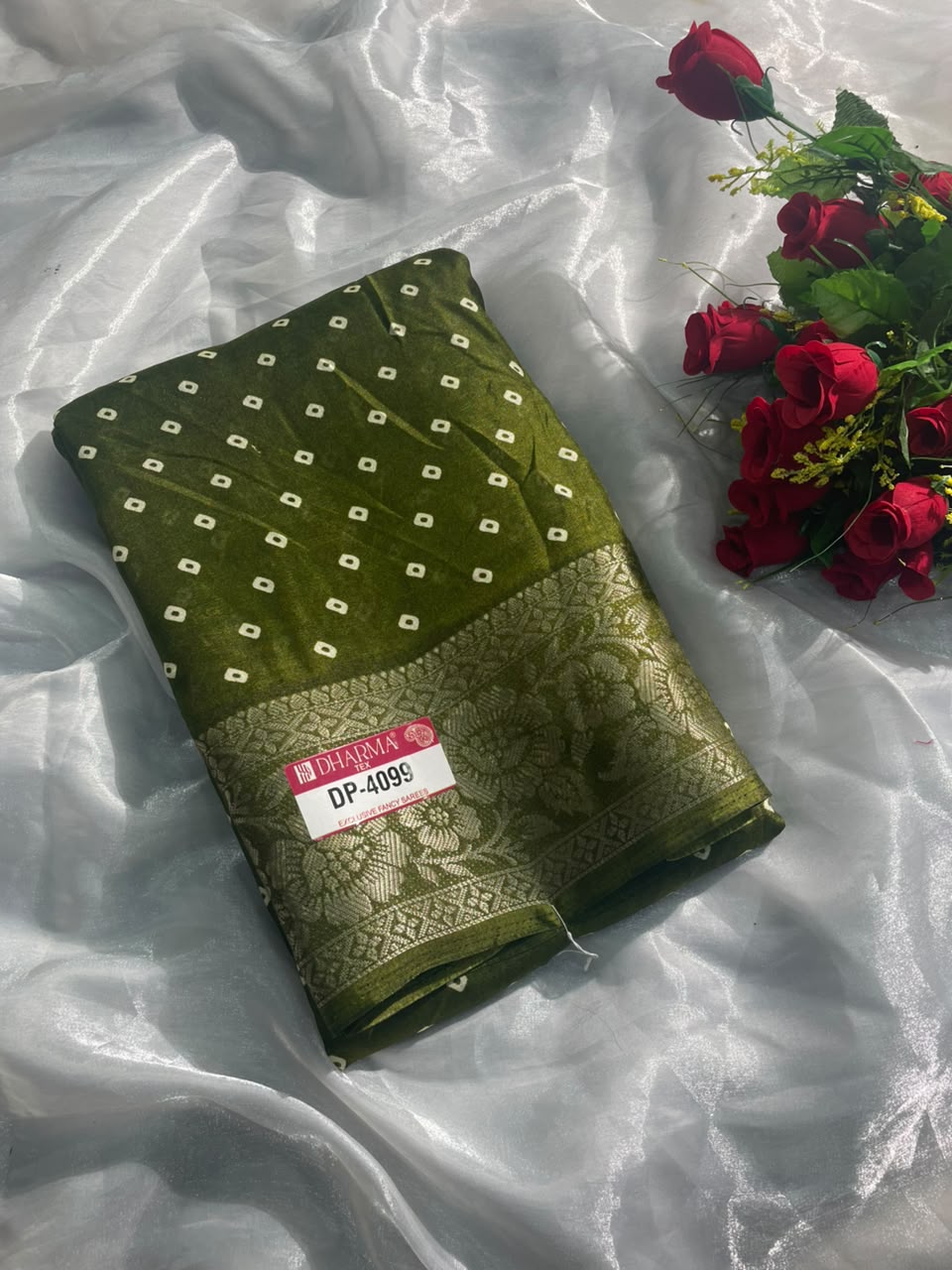 DP-4099 MARSHMALLOW FABRIC SAREE WITH BEAUTIFUL RICH PALLU WITH JACAURD BORDER WITH BLOUSE