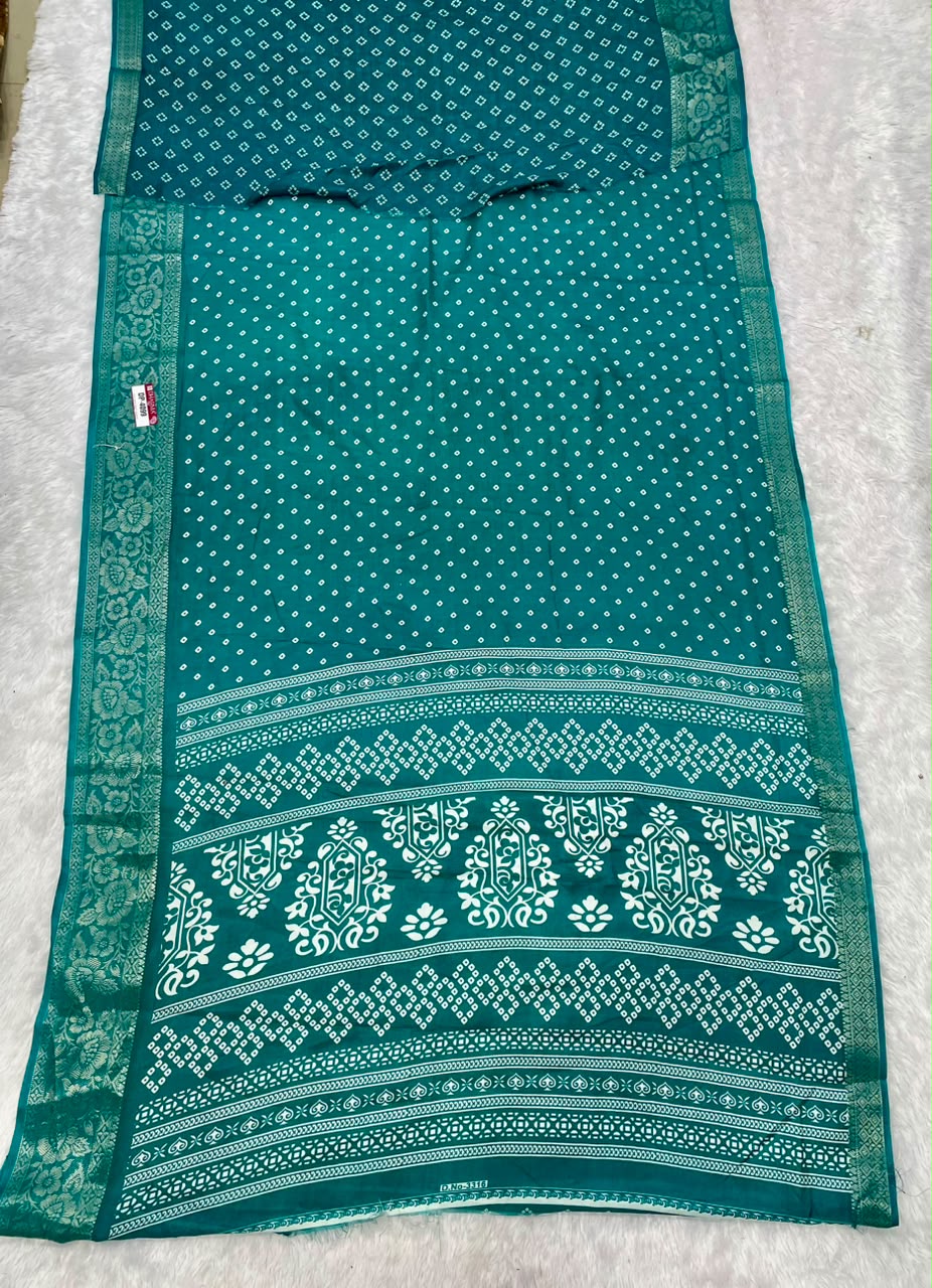 DP-4099 MARSHMALLOW FABRIC SAREE WITH BEAUTIFUL RICH PALLU WITH JACAURD BORDER WITH BLOUSE