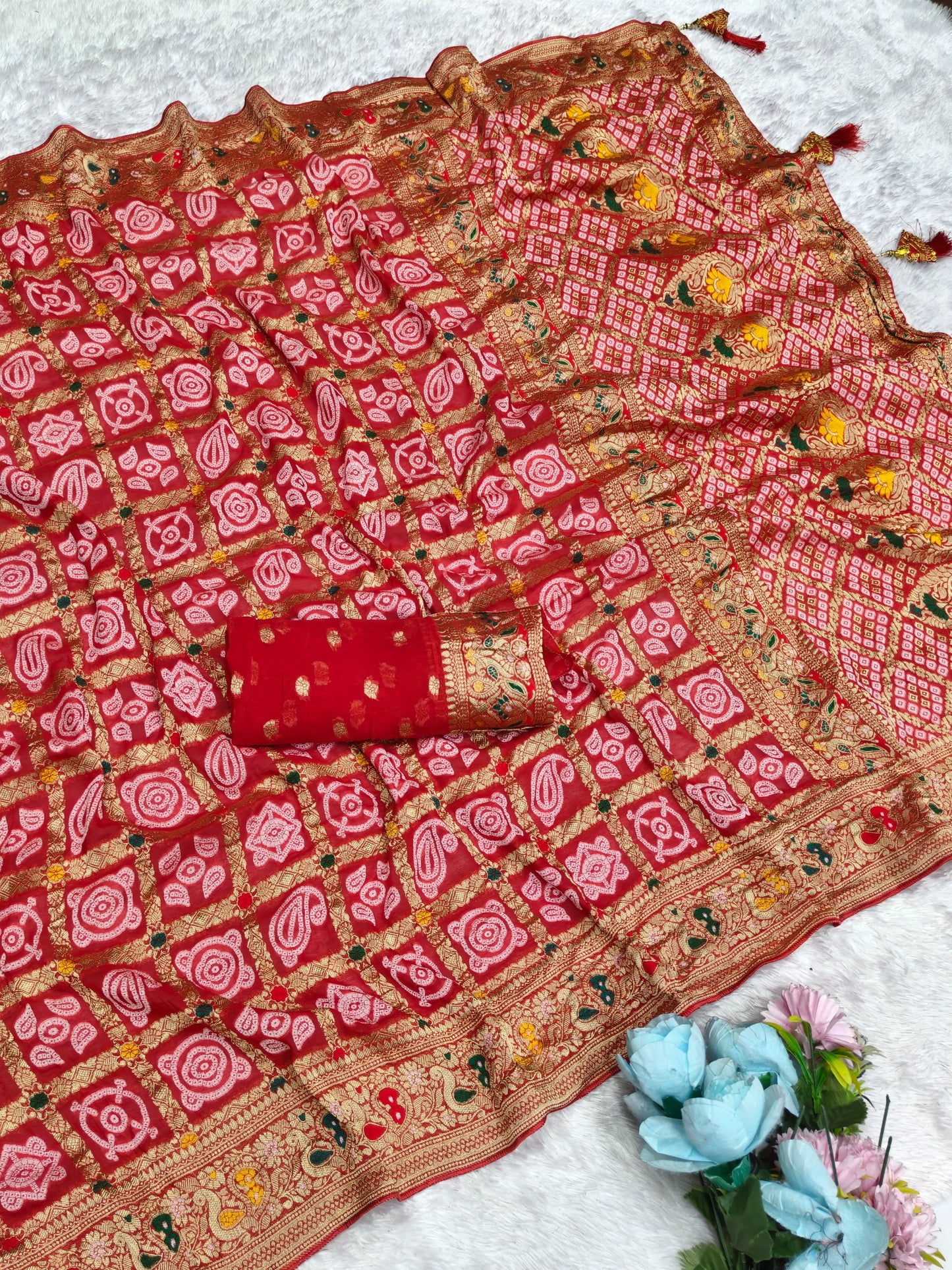 AJ-PIYA VISCOS KHADDI GEORGETTE FABRIC SAREE WITH BEAUTIFUL DESIGN WITH RICH PALLU DESIGN WITH HEAVY GHATCHOLA DESIGN WITH MIRROR WORK WITH BLOUSE