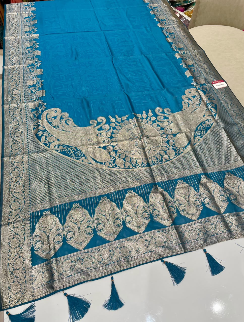 AJ-MAHIRA CHAMPION SILK FABRIC SAREE WITH HEAVY GRAND PALLU WITH ZARI WORK WITH PIPING AND TASSELS WITH BLOUSE