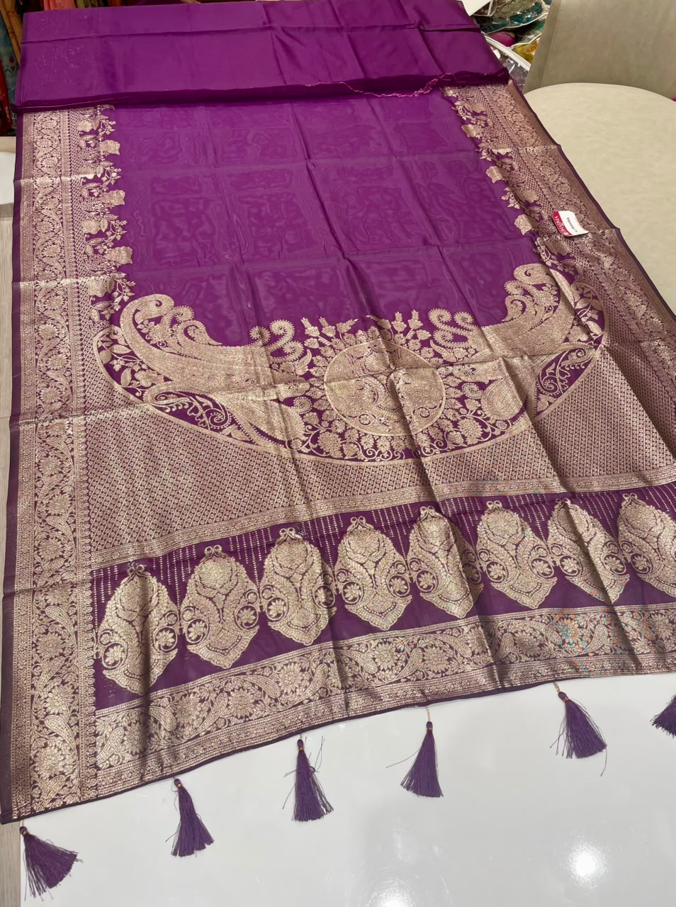 AJ-MAHIRA CHAMPION SILK FABRIC SAREE WITH HEAVY GRAND PALLU WITH ZARI WORK WITH PIPING AND TASSELS WITH BLOUSE